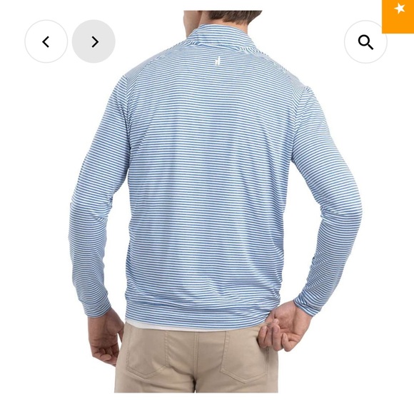 Johnnie O Ultra Light Weight Turn Striped Quarter-Zip - UPF 50 Sun Protection - Picture 2 of 6